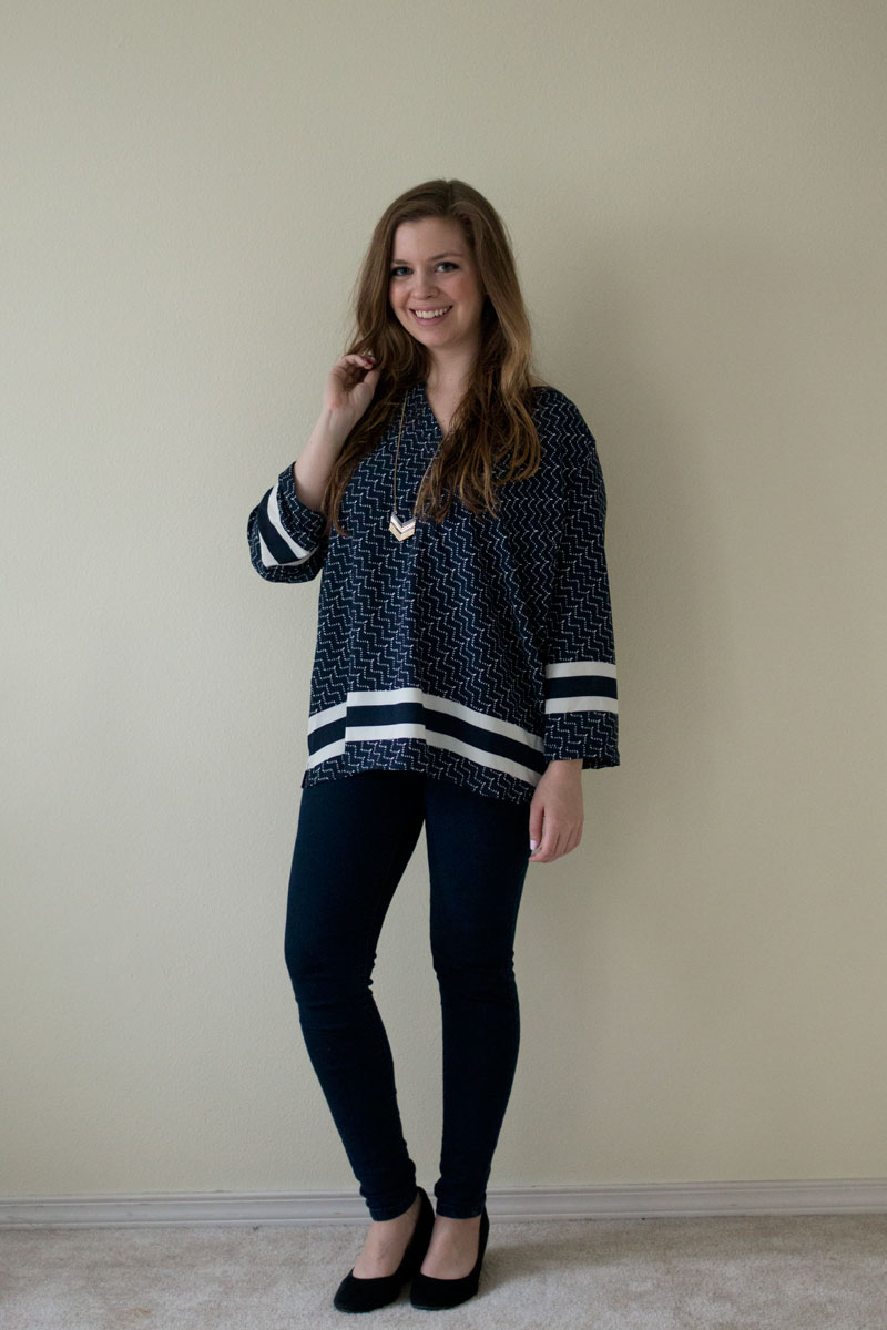 Stitch Fix February 2015 - Skies are Blue Gabi Split Neck Blouse / hellorigby seattle fashion and lifestyle blog