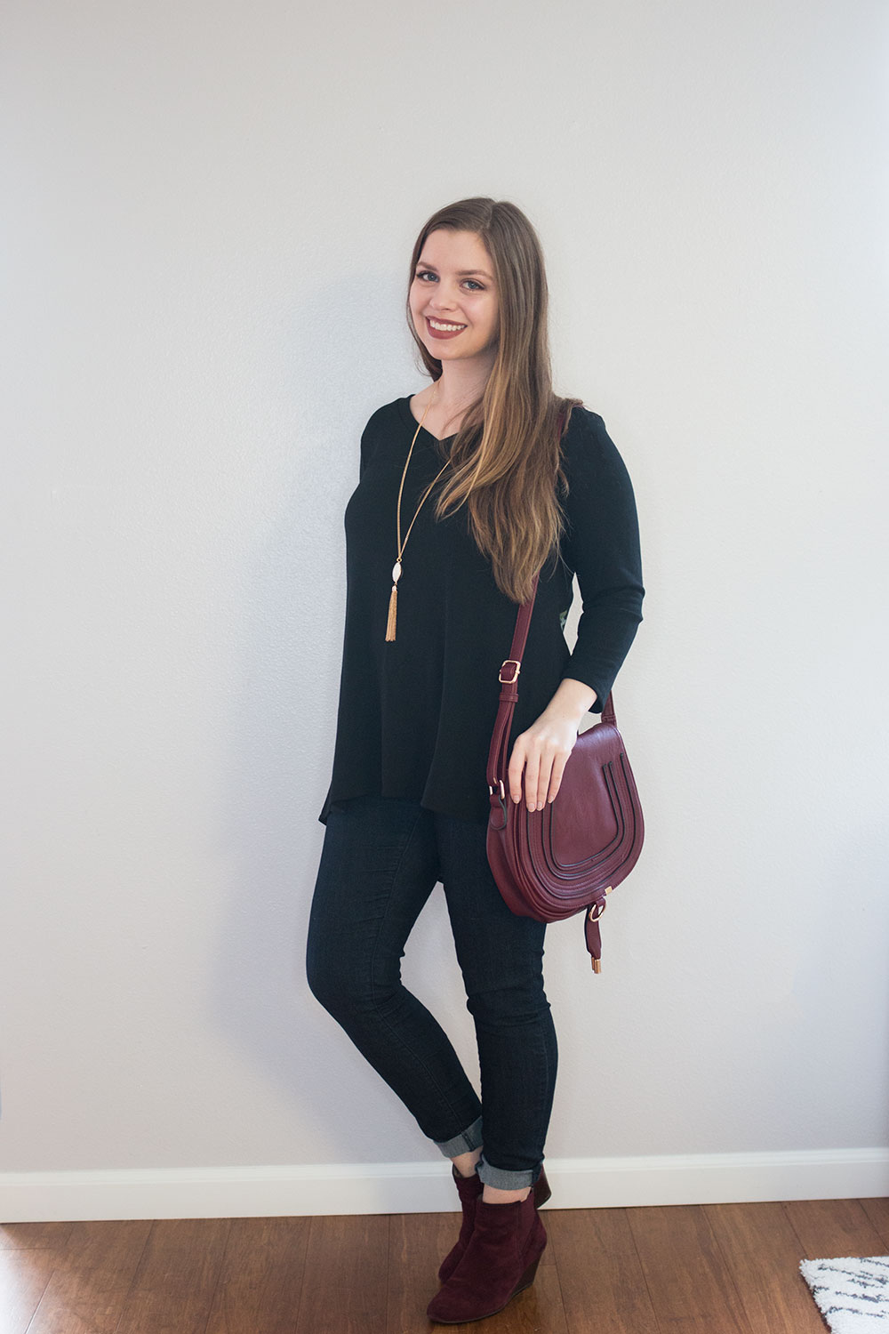 Stitch Fix March 2016 Review // Le Lis Floral Alante Woven Back Knit Top {Front View} // Hello Rigby Seattle Fashion & Style Blog