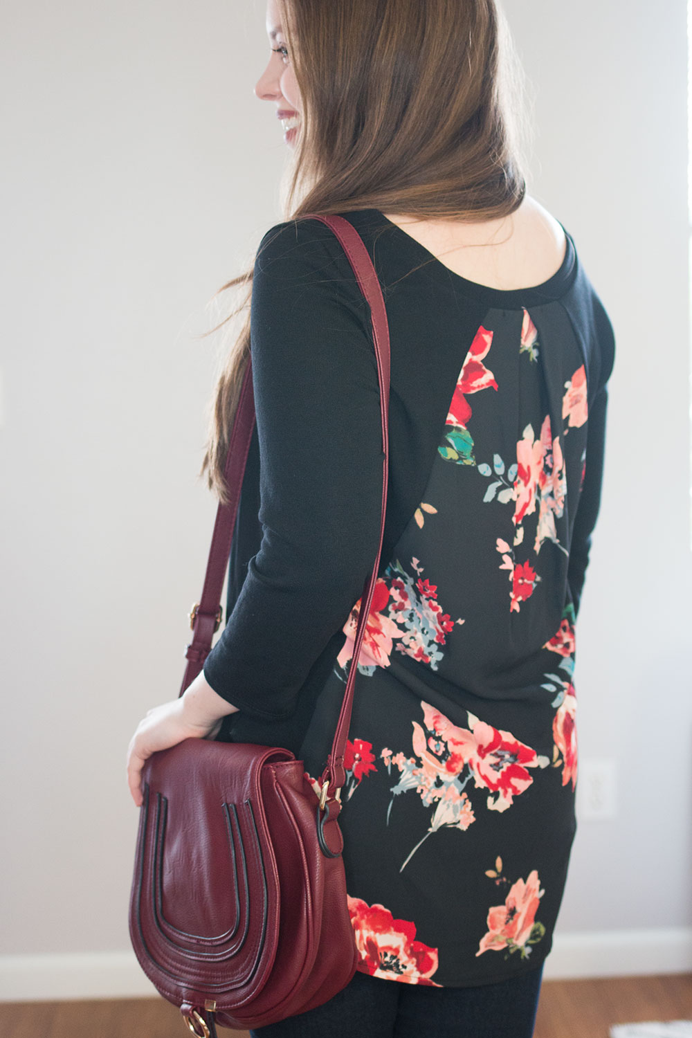 Stitch Fix March 2016 Review // Le Lis Floral Alante Woven Back Knit Top {Back View} // Hello Rigby Seattle Style & Fashion Blog