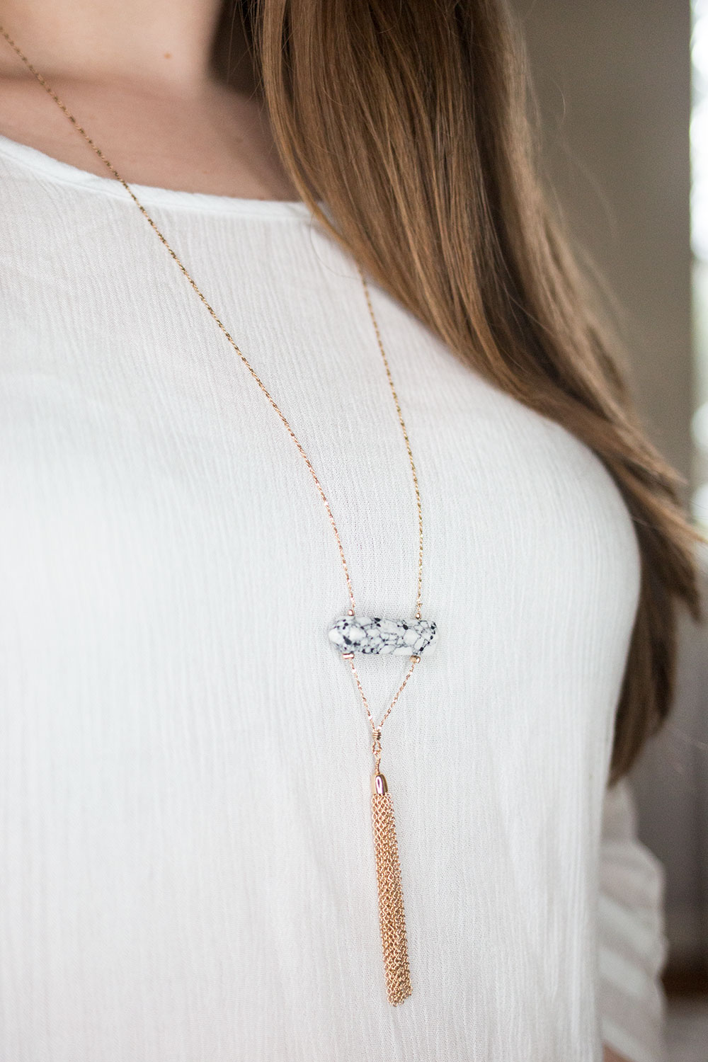 Stitch Fix March 2016 Review // Romolo Isaac Marble Stone Tassel Pendant Necklace // Hello Rigby Seattle Style & Fashion Blog