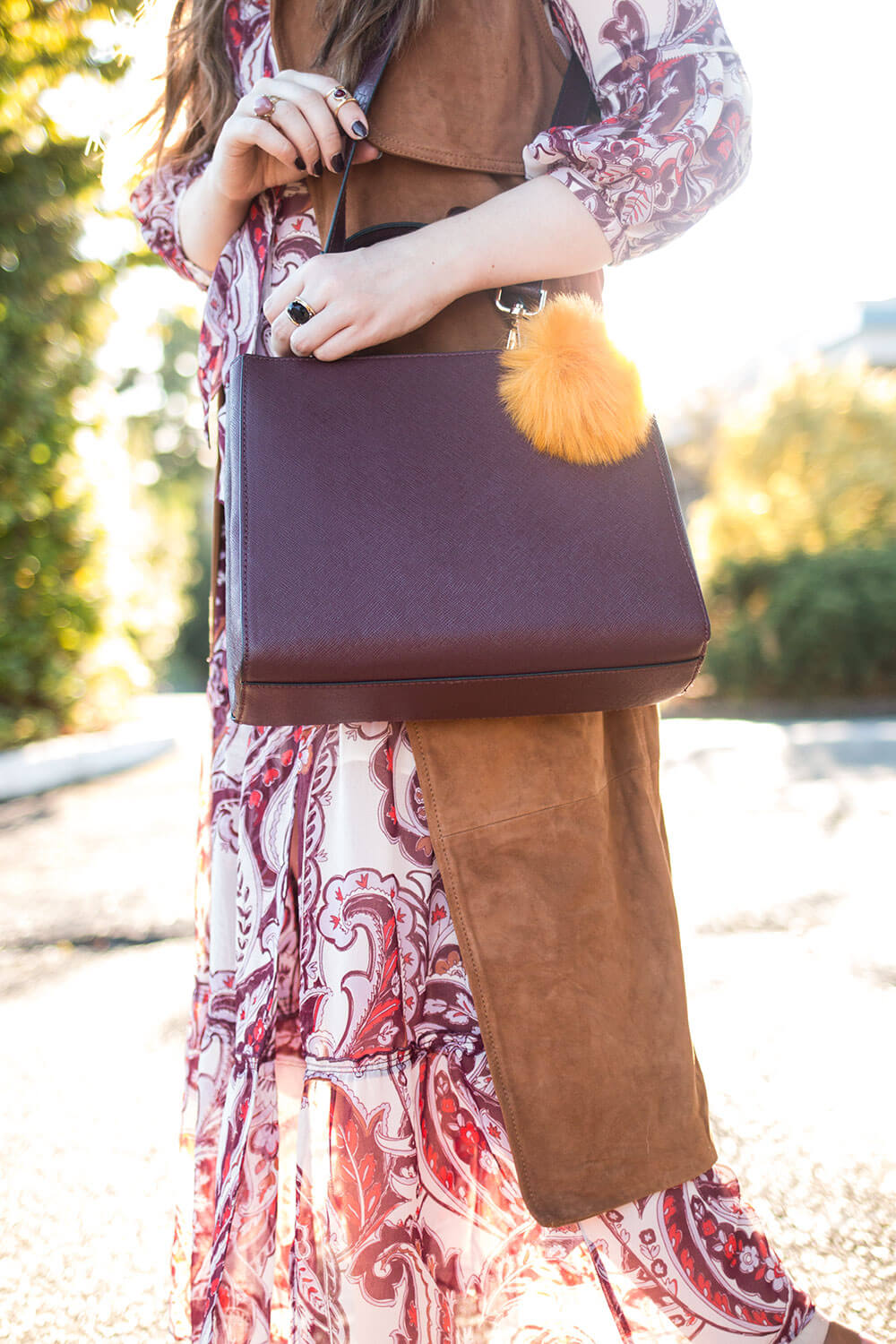 Back to School Outfit Idea: Oxblood Handbag & Paisley Dress // Hello Rigby Seattle Fashion Blog