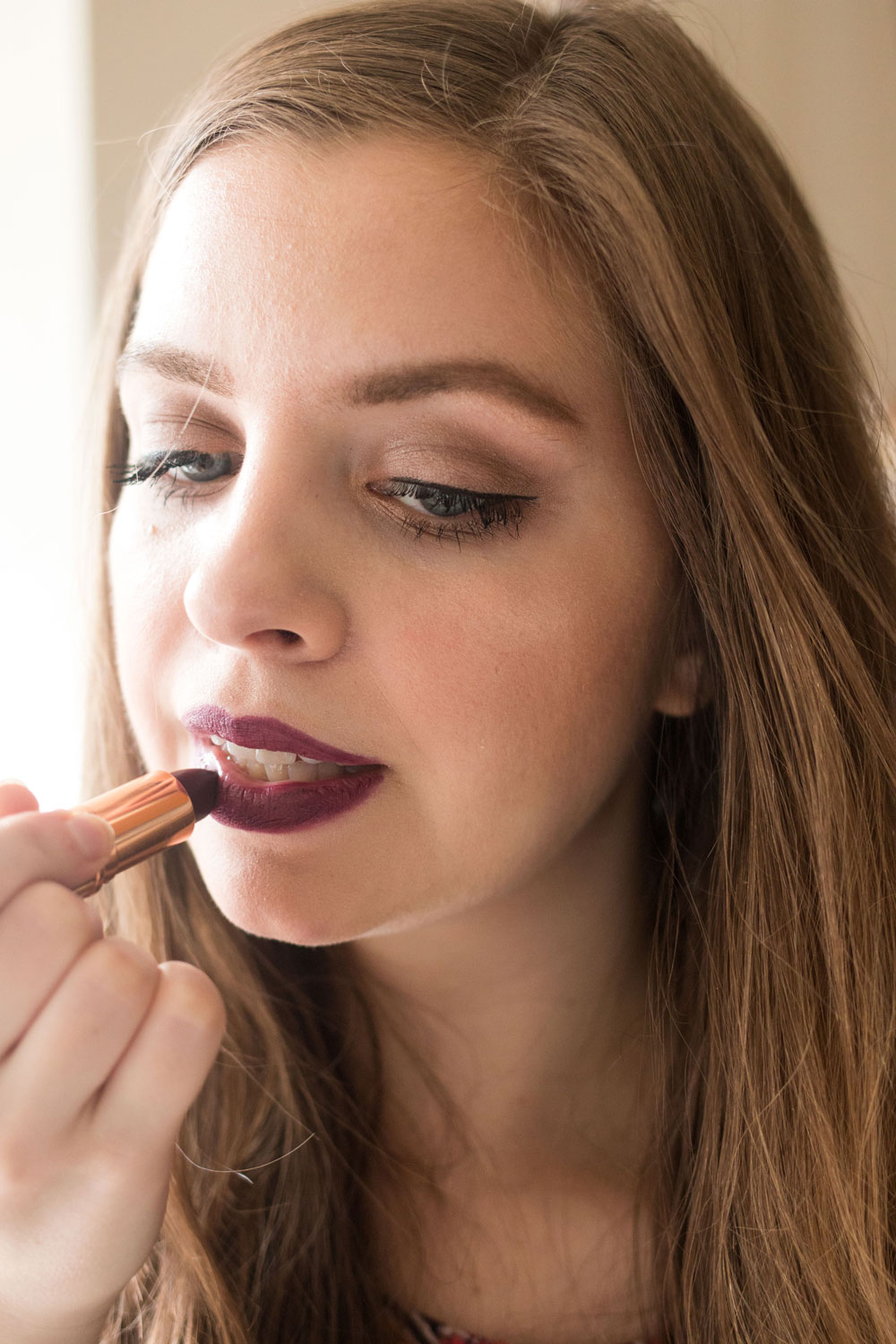 Charlotte Tilbury Matte Revolution Lipstick in Glastonberry Swatch on Fair Skin // Hello Rigby Seattle Beauty Blog