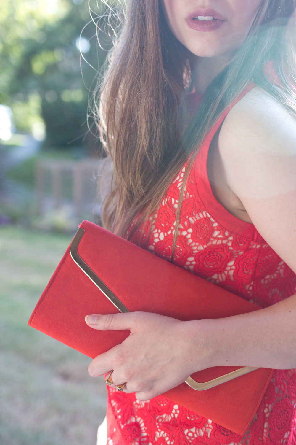 Stitch Fix August 2016 // Eden Society Remind Lace Overlay Blouse in Red Close Up // Hello Rigby Seattle Fashion Blog