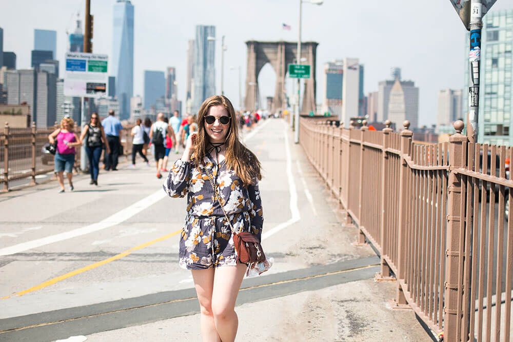 A Day in NYC: Romper Outfit at Brooklyn Bridge // Hello Rigby Seattle Fashion Blog