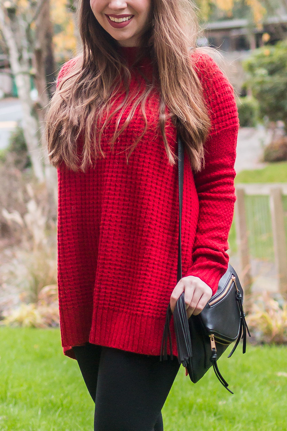 Stitch Fix December 2016: Market and Spruce Holley Waffle Texture Slit Back Pullover Close Up // Hello Rigby Seattle Fashion Blog