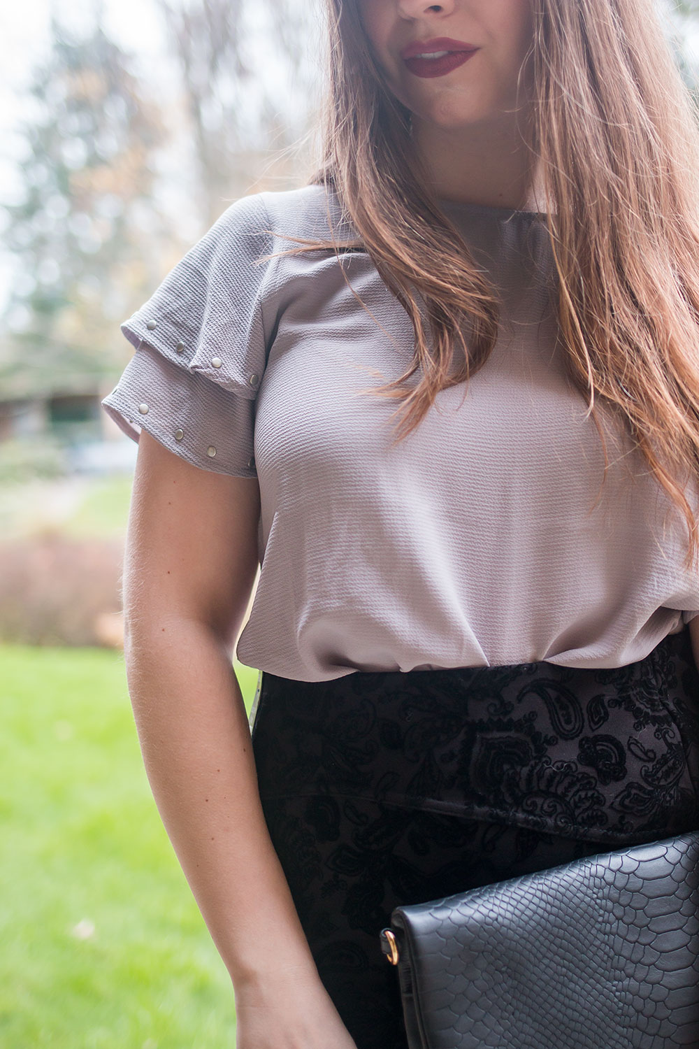 Stitch Fix December 2016: Papermoon Macnair Stud Detail Blouse Close Up // Hello Rigby Seattle Fashion Blog