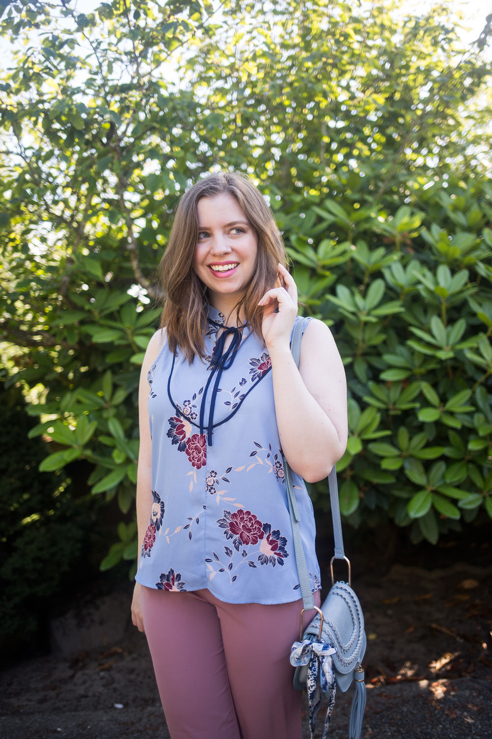 Stitch Fix July 2017: Alice Blue Elmhurst Tie Neck Blouse // Hello Rigby Seattle Fashion Blog